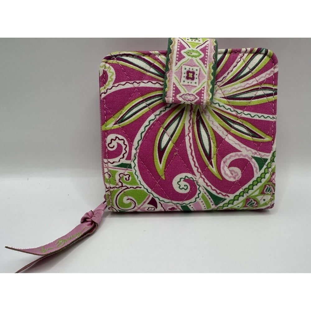 Vera Bradley MINI ZIP WALLET Pinwheel Pink Floral Paisleys